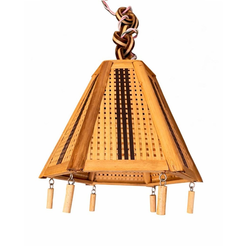 Handcrafted Bamboo Pyramid Hanging Lamp